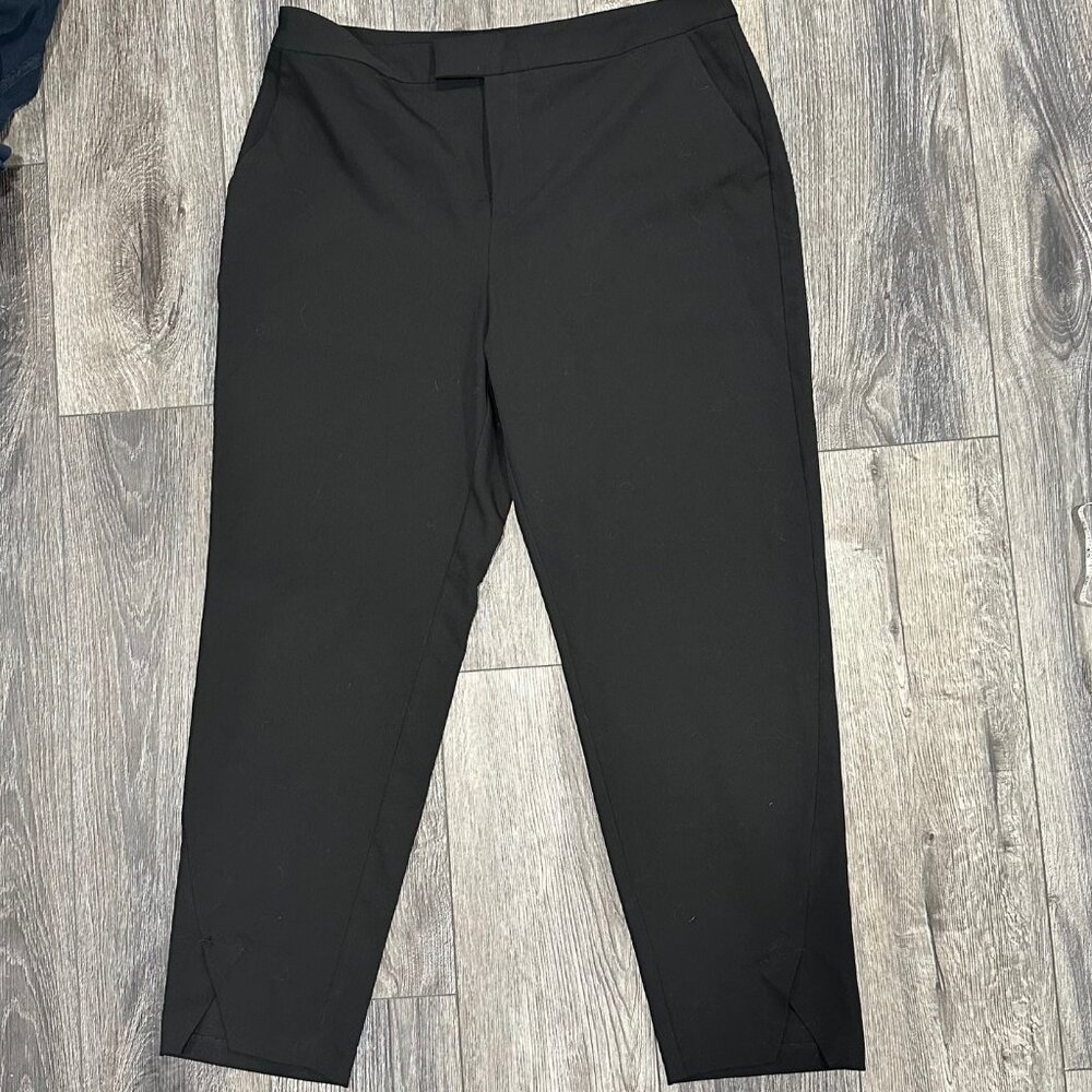 Halston Women's Black Split Hem Techno Twill Dress Pants, Size Large